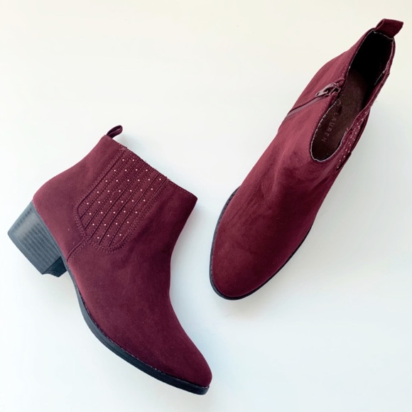 LC Lauren Conrad Shoes - LLC Lauren Conrad wine suede ankle booties